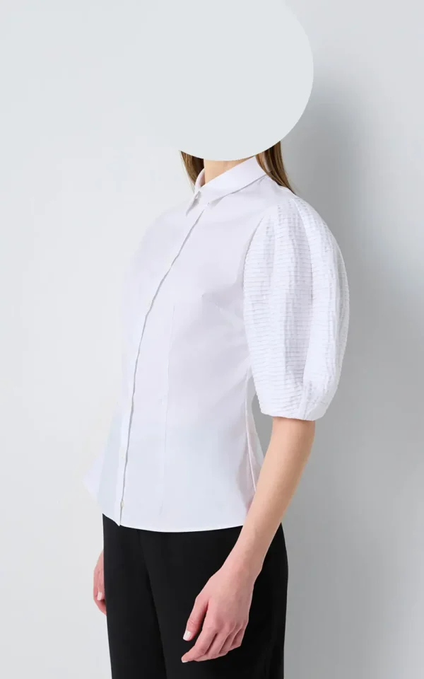 نمای پهلو شومیز زنانه آستین کوتاه پفی IPEKYOL