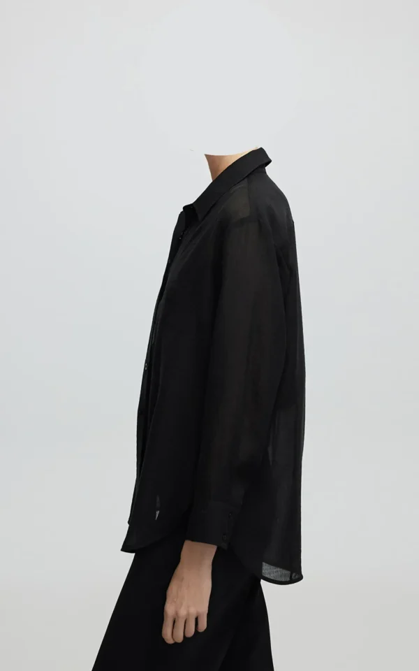 نمای پهلو شومیز زنانه بلند مشکی IPEKYOL