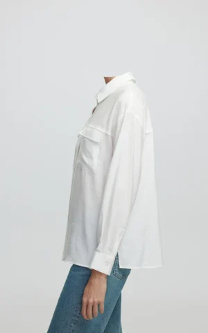 نمای پهلو شومیز زنانه دو جیب آستین بلند IPEKYOL رنگ سفید