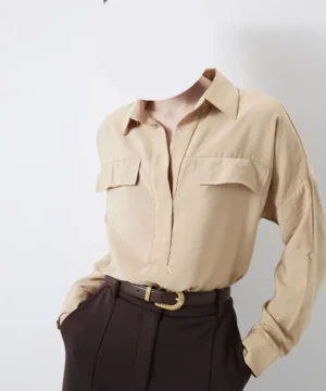 شومیز زنانه سفید آستین بلند برند Ipekyol مناسب استایل رسمی | از نمای پهلو