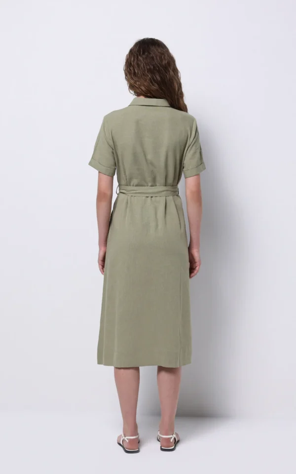 پیراهن لینن زنانه کولینز (Colin’s) مدل دکمه‌دار کمربنددار کد CL1068244 - Image 6