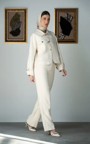 شلوار زنانه شیری مناسب فصل زمستان