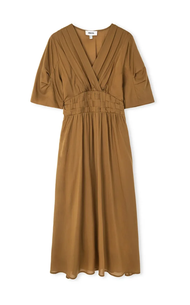 پیراهن زنانه آستین کوتاه یقه هفت قهوه‌ای اکر ایپکیول