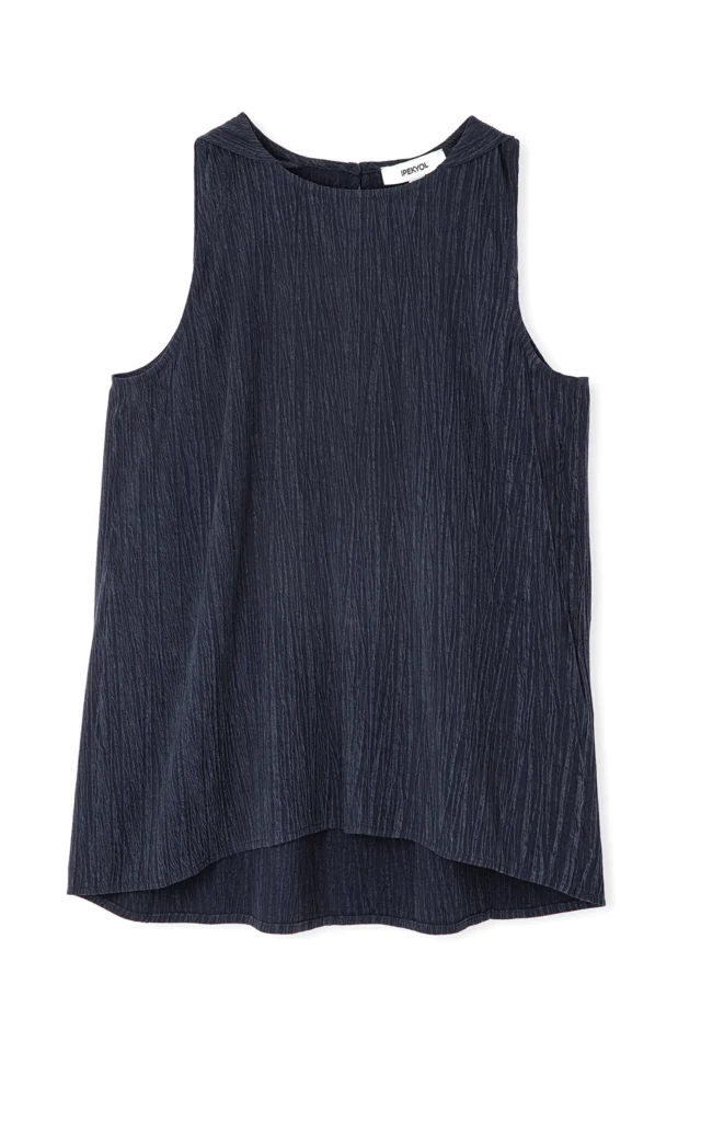 بلوز زنانه سرمه‌ای بدون آستین راحتی ایپکیول