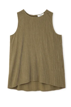 بلوز زنانه خاکی بدون آستین راحتی ایپکیول