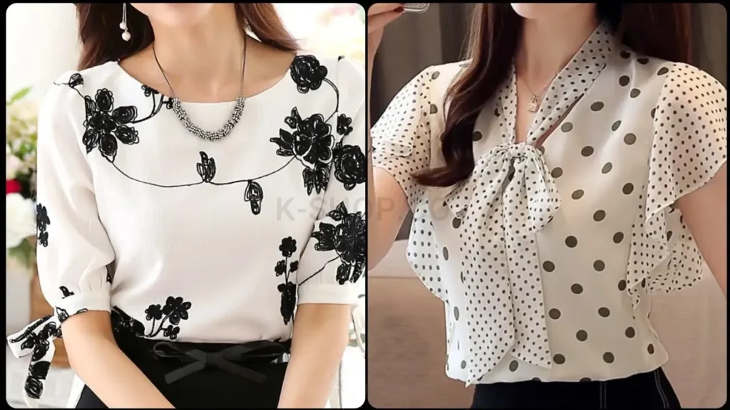 بلوز زنانه سفید و مشکی