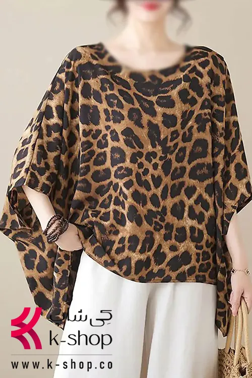 شومیز پلنگی یقه گرد