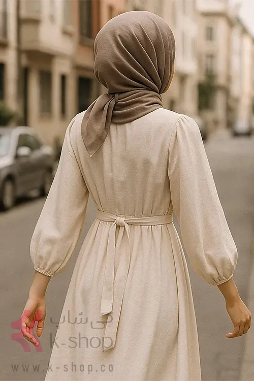 پیراهن با کمربند پارچه‌ای