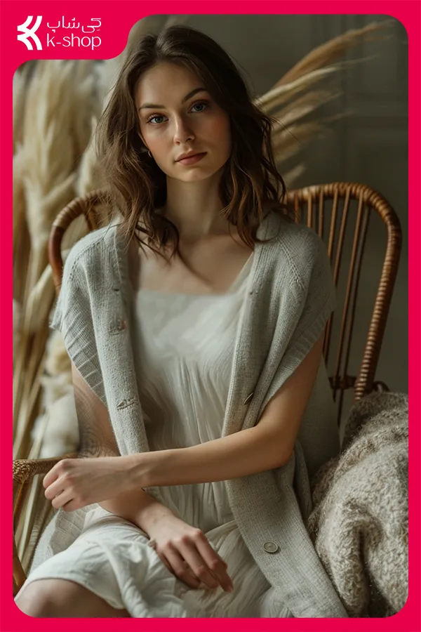 پیراهن کوتاه آستین حلقه‌ای با کاپشن