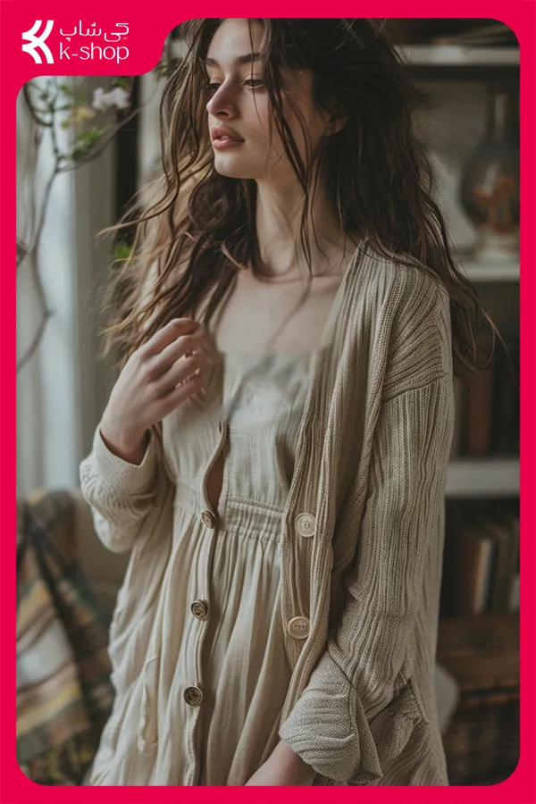 پیراهن کوتاه آستین حلقه‌ای با کاپشن